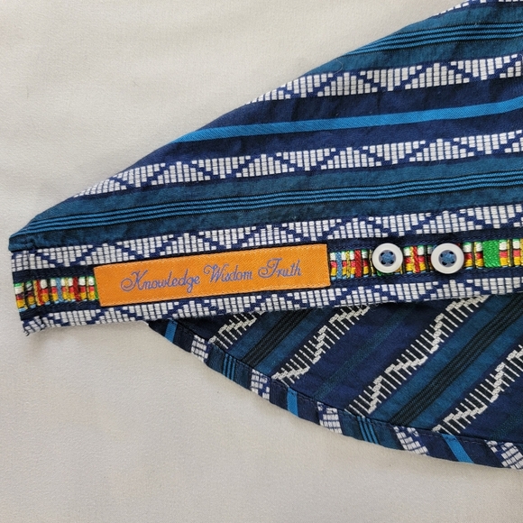 Robert Graham Flip Cuff Shirt Blue Striped Button Guitars Rock & Roll Mens Large - Picture 6 of 14